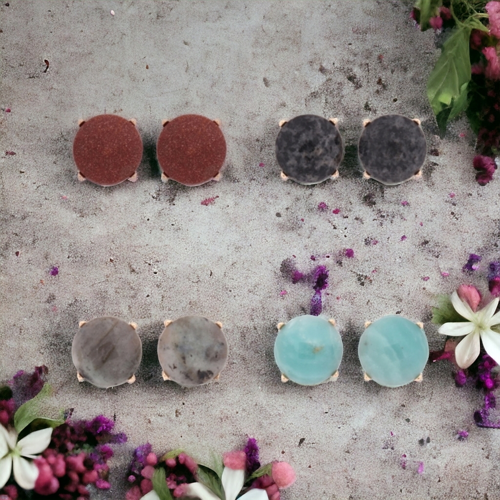 02456  Faceted Stone Post Earrings